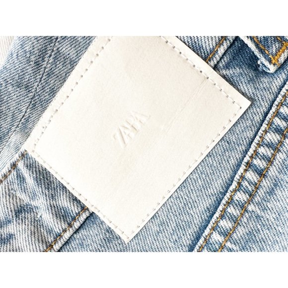 Zara Straight Leg High Waisted Light Wash Denim Jeans Sz 4 - Picture 5 of 7